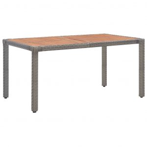vidaXL Trädgårdsbord grå 150x90x75 cm konstrotting massivt akaciaträ