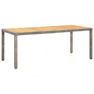 vidaXL Trädgårdsbord grå 190x90x75 cm konstrotting och akaciaträ