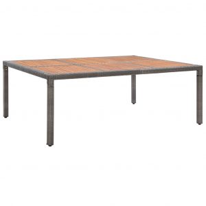 vidaXL Trädgårdsbord grå 200x150x74 cm konstrotting och akaciaträ