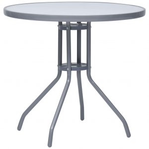vidaXL Trädgårdsbord ljusgrå 80 cm stål och glas