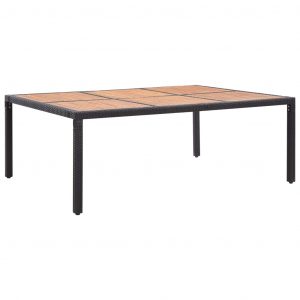 vidaXL Trädgårdsbord svart 200x150x74 cm konstrotting och akaciaträ