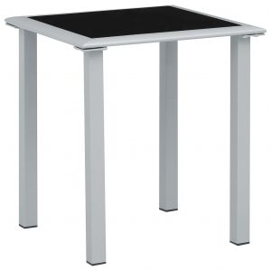 vidaXL Trädgårdsbord svart och silver 41x41x45 cm stål och glas