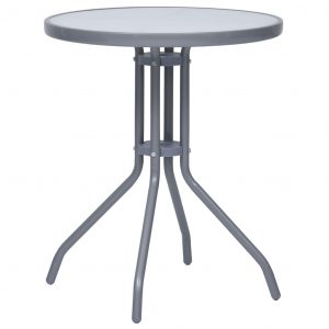 vidaXL Trädgårdsbord ljusgrå 60 cm stål och glas