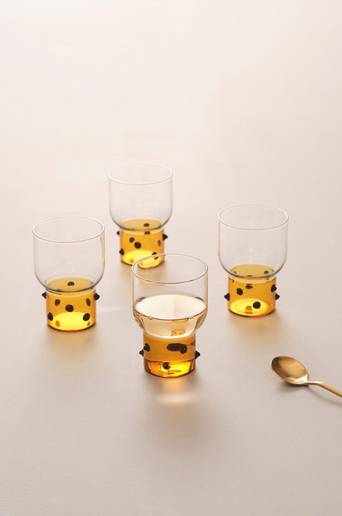 FLEUR glas 4-pack Transparent/gul