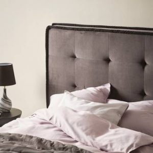 CLIFTON sänggavel 120 cm Mörkgrå/svart piping