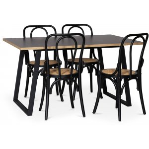 Edge 3.0 matgrupp 140×90 cm inkl 4 st svarta Samset böjträ stolar – Grå Högtryckslaminat