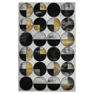 Art Circle svart/guld – maskinvävd matta