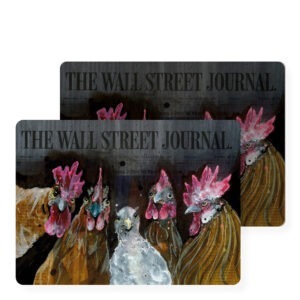 Lisa Törner Art – Bordstablett Roosters of Wall Street 30×40 cm 2-pack Svart