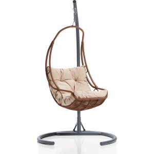 Floria hängstol – Beige/grå/brun + Möbelvårdskit för textilier
