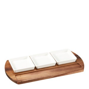 Dorre – Serveringsbricka med skålar 45×23 cm Trä