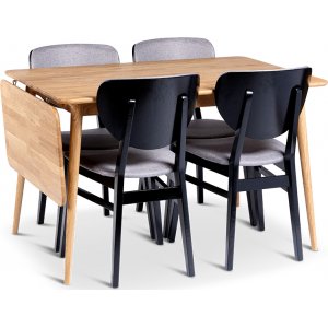 Alborg matbord 120-160×80 cm med 4 st Borgholm stolar