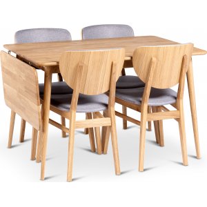 Alborg matbord 120-160×80 cm med 4 st Tjörn stolar