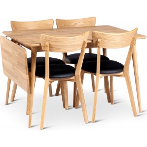 Alborg matbord 120-160×80 cm med 4 st Växjö stolar