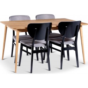 Alborg matbord 140×90 cm med 4 st Borgholm stolar