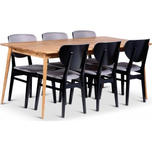 Alborg matbord 180×90 cm med 6 st Borgholm stolar