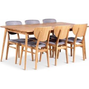 Alborg matbord 180×90 cm med 6 st Tjörn stolar