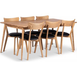 Alborg matbord 180×90 cm med 6 st Växjö stolar