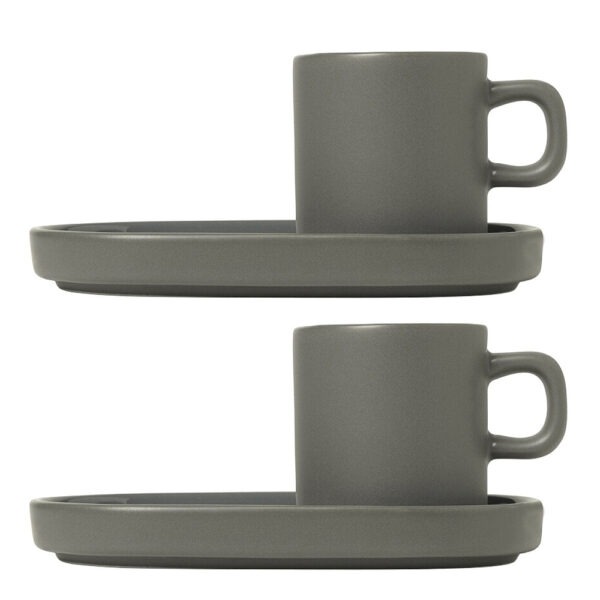 Blomus – Pilar Espressokopp m/Fat 6 cm 2-pack Pewter