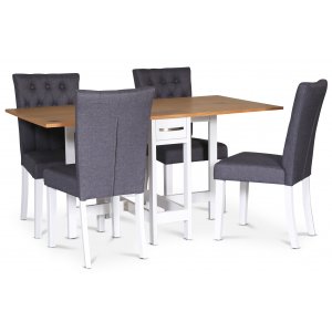Fårö matgrupp Fårö klaffbord Ek / Vit med 4 st grå Crocket stolar