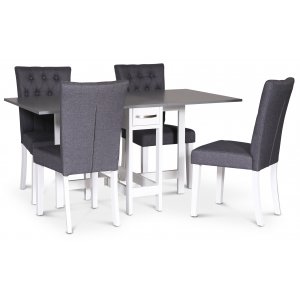 Fårö matgrupp Fårö klaffbord Vit / Grå med 4 st grå Crocket stolar