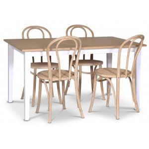 Fårö matgrupp matbord 140×90 cm – Vit / oljad ek med 4 st Danderyd No.18 stolar Whitewash