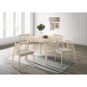 Florence matgrupp i whitewash runt matbord med 4 st Florence stolar
