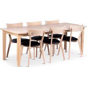 Kivik matbord 160-210×90 cm med 6 st Eksjö stolar