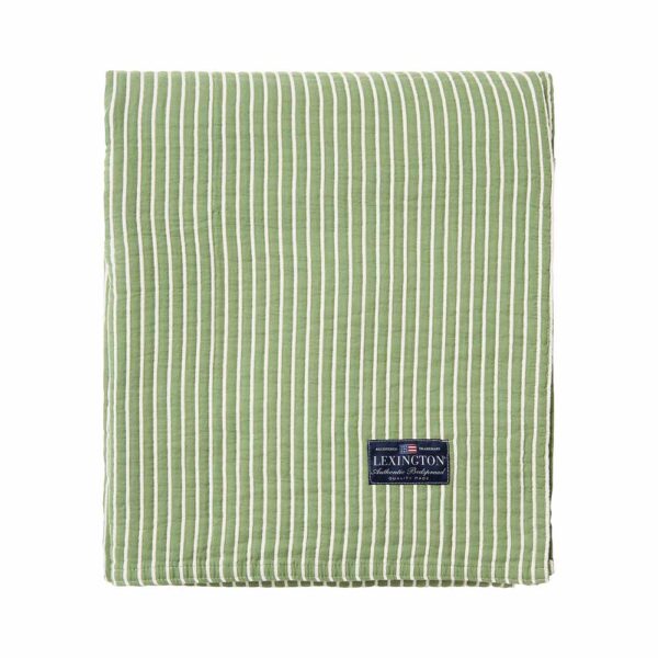 Lexington Striped Reversable Organic Cotton Överkast 160×240 Grön