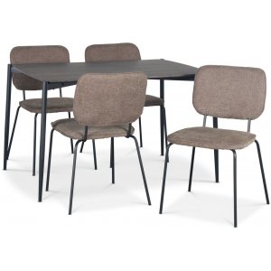 Lokrume matgrupp 120 cm bord i mörkt trä + 4 st Lokrume bruna stolar + Fläckborttagare för möbler