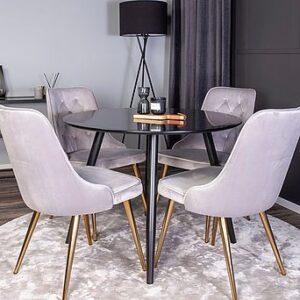 Matbordsset Plaza med 4 stolar Velvet Deluxe