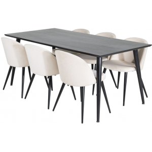 Matgrupp Slope 180×90 cm inkl 6 st Alice stolar – Svartbetsad ekfanér + Fläckborttagare för möbler