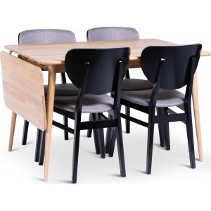 Odense matbord 120-160×80 cm med 4 st Borgholm stolar
