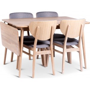 Odense matbord 120-160×80 cm med 4 st Fårö stolar