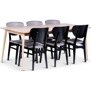 Odense matbord 180×90 cm med 6 st Borgholm stolar