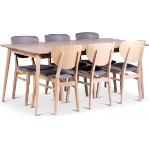 Odense matbord 180×90 cm med 6 st Fårö stolar