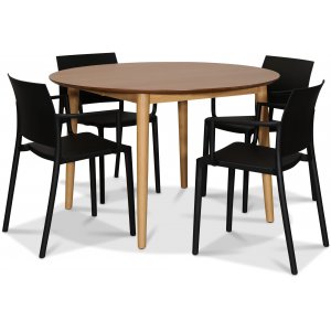 Oskar matgrupp 120-170 x 120 cm inkl. 4 st Alafors svarta stolar – Ekfanèr