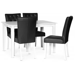 Sandhamn matgrupp 120 cm bord med 4 Crocket stolar i Svart PU + 3.00 x Möbeltassar