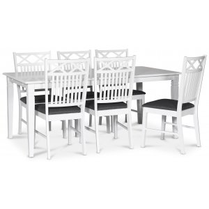 Sandhamn matgrupp 180×95 cm bord med 6 st Sandhamn Gripsholm matstolar + Fläckborttagare för möbler