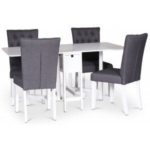 Sandhamn matgrupp Klaffbord med 4 st Crocket stolar i grått tyg