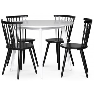 Sandhamn matgrupp Runt matbord med 4 st svarta Castor matstolar + 3.00 x Möbeltassar