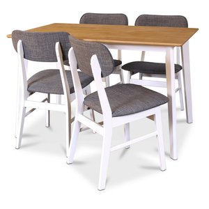 Sarek matgrupp – Bord inklusive 4 st stolar – Vit/ek