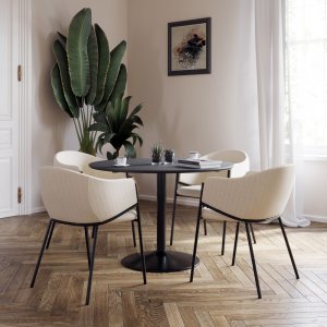 Seat matgrupp, matbord med 4 st Stacey sammetsstolar – Svart/beige + Fläckborttagare för möbler