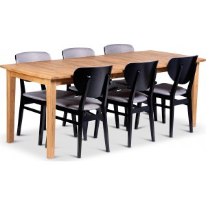 Visby matbord 160-210×90 cm med 6 st Borgholm stolar