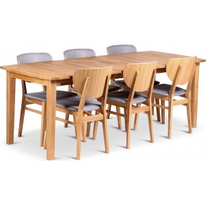Visby matbord 160-210×90 cm med 6 st Tjörn stolar
