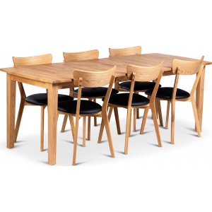 Visby matbord 160-210×90 cm med 6 st Växjö stolar