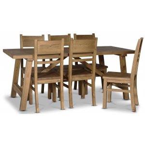 Woodforge matgrupp bord med 6 st stolar i återvunnet trä + 4.00 x Möbeltassar