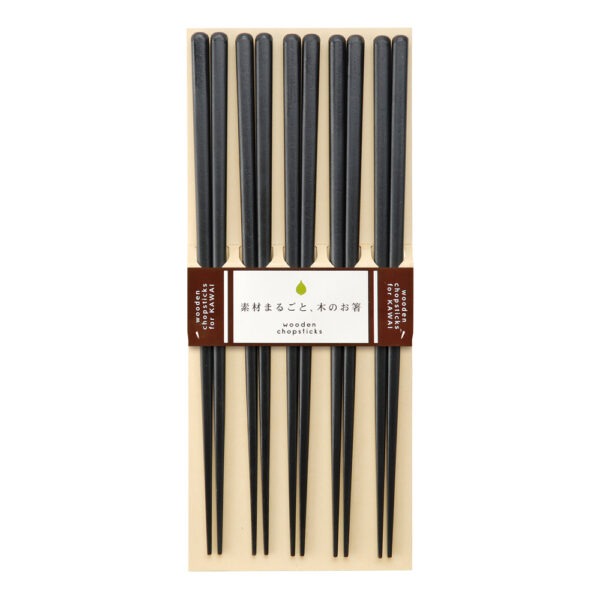 KAWAI – Ätpinnar Plain Wood 5-pack Svart