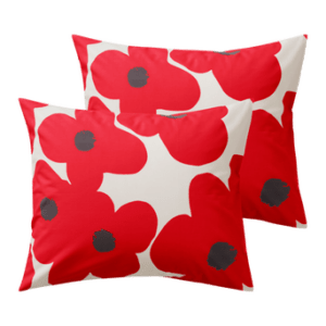 POPPY örngott 2-pack 60×50 cm ekologisk Röd/vit