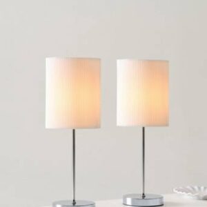 SETH PLISSÉ bordslampa 2-pack Krom/vit