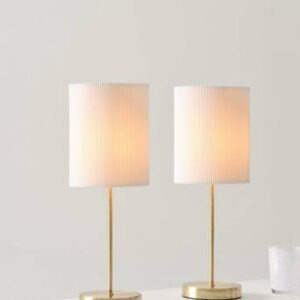 SETH PLISSÉ bordslampa 2-pack Mässing/vit